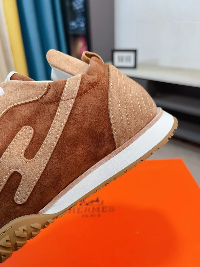 Men's shoes 💰480🌸🌸[HERMES] Hermès sneakers, the upper is made of calfskin and suede, imported materials, full of texture, the lightweight sole is decorated with contrasting patterns, creating a versatile fashion style. Size: 38-44, 45 customized